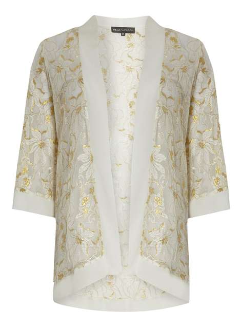**Mela Gold Detail Lace Kimono